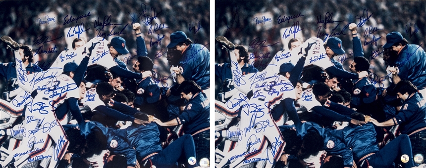 1986 World Champion New York Mets Team Signed Photo- Lot Of 2 (PSA/DNA PreCert)